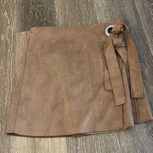 Tan front tie skirt